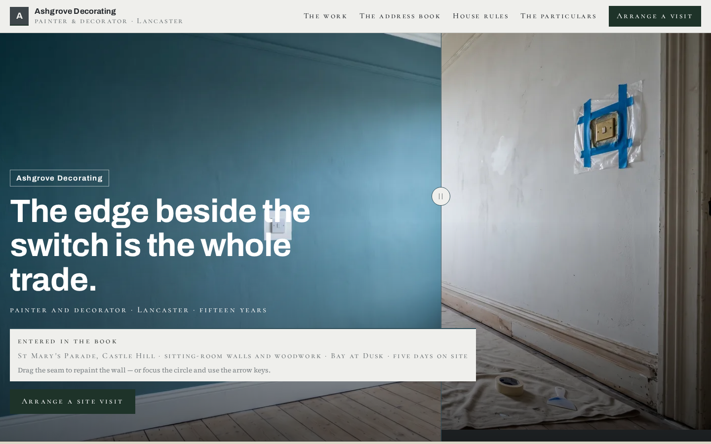 Ashgrove Decorating home page on a desktop screen
